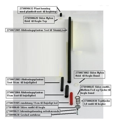 Reparationssæt til bøjelig kegle 70 cm